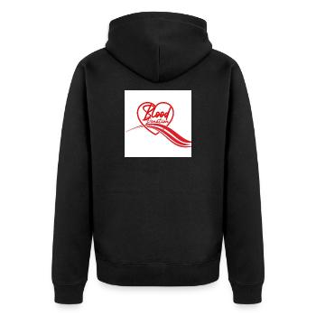 Herz-Logo der Blutspende - Unisex Premium Bio Zip Hoodie - Schwarz - Hinten - Nico (187cm)