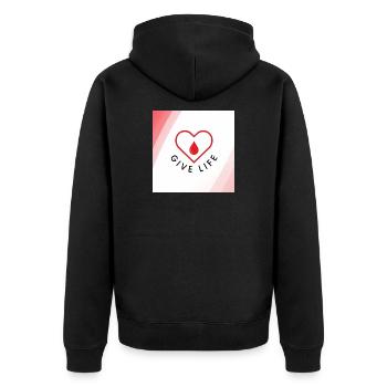 Give Life : Blood Donor Heart - Unisex Premium Organic Zip Hoodie - black - Back - Nico (187cm)