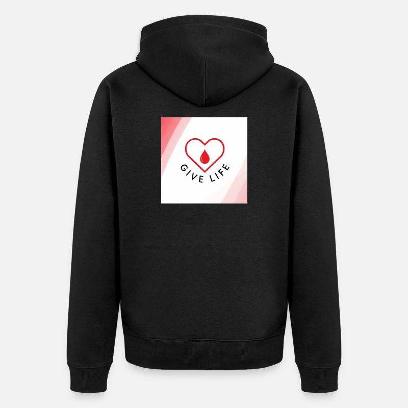 Schenken Sie Leben: Blutspenderherz - Unisex Premium Bio Zip Hoodie - Schwarz