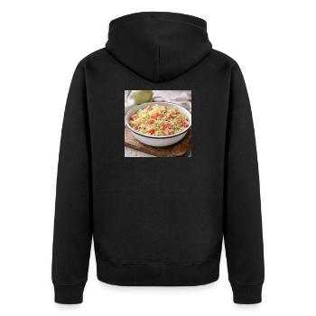 Creamy cabbage and tomato salad - Unisex Premium Organic Zip Hoodie - black - Back - Nico (187cm)
