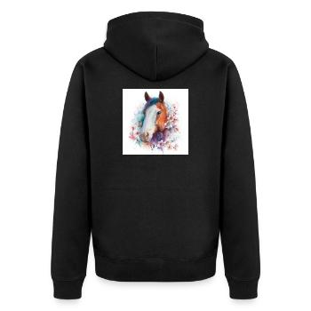 Portrait aquarelle de la fleur du cheval - Veste à capuche bio Premium Unisexe - noir - Dos - Nico (187cm)