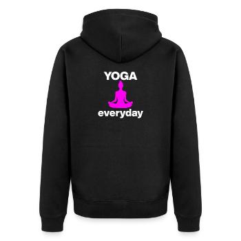 YOGA EVERYDAY PINK! LOTUS YOGI JOGA WELLNESS POWER - Unisex Premium Bio Zip Hoodie - Schwarz - Hinten - Nico (187cm)
