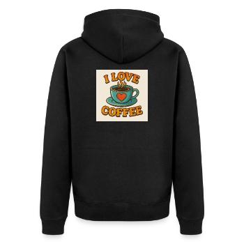 Tasse d’amour au café - Veste à capuche bio Premium Unisexe - noir - Dos - Nico (187cm)