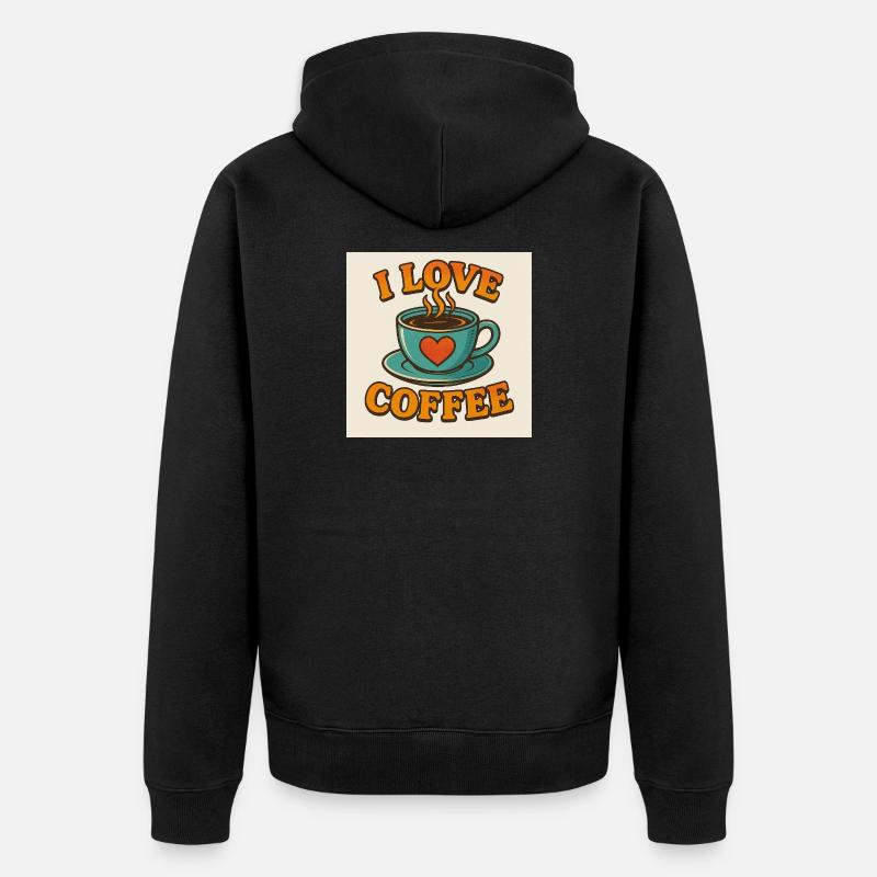 Tasse d’amour au café - Veste à capuche bio Premium Unisexe - noir