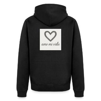 Herz und Lebensfreude - Unisex Premium Bio Zip Hoodie - Schwarz - Hinten - Nico (187cm)
