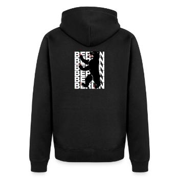 BERLIN BEAR POWER! BERLINLOVE CAPITAL - Unisex Premium Organic Zip Hoodie - black - Back - Nico (187cm)