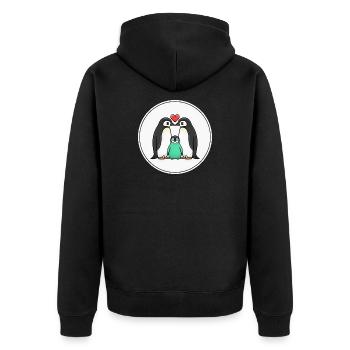 Vintage Pilz Myzel Natur Schwarmintelligenz - Unisex Premium Bio Zip Hoodie - Schwarz - Hinten - Nico (187cm)