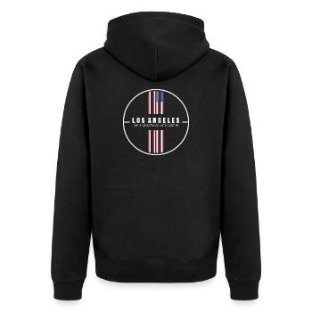 Los Angeles Coordinates - Unisex Premium Organic Zip Hoodie - black - Back - Nico (187cm)