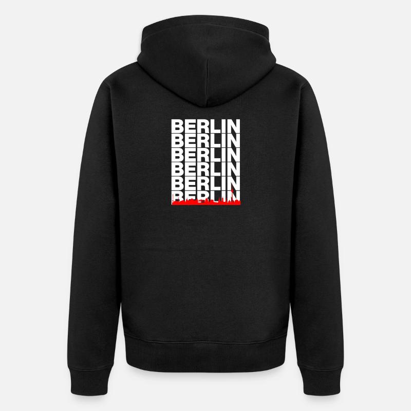 SKYLINE DE BERLIN, AMBIANCE CAPITALE ! MUR - Veste à capuche bio Premium Unisexe - noir
