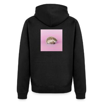 Sleeping hedgehog on pasty pink background - Unisex Premium Organic Zip Hoodie - black - Back - Nico (187cm)