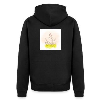 Posture Meditation Illustration - Unisex Premium Organic Zip Hoodie - black - Back - Nico (187cm)