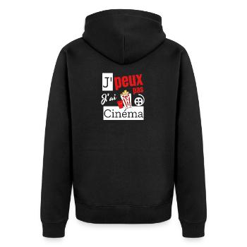 Ich kann kein Kino haben. - Unisex Premium Bio Zip Hoodie - Schwarz - Hinten - Nico (187cm)