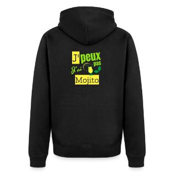 Ich kann nicht. Ich habe einen Mojito. - Unisex Premium Bio Zip Hoodie - Schwarz - Hinten - Nico (187cm)