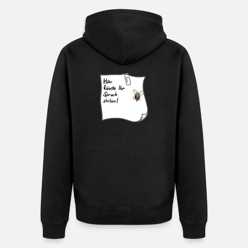 Notizzettel – Hier könnte Ihr Spruch stehen  - Unisex Premium Bio Zip Hoodie - Schwarz