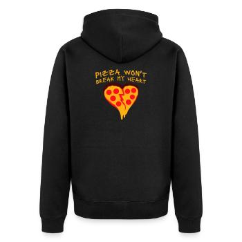 Pizza Won't Break My Heart Essen Liebe Humor - Unisex Premium Bio Zip Hoodie - Schwarz - Hinten - Nico (187cm)