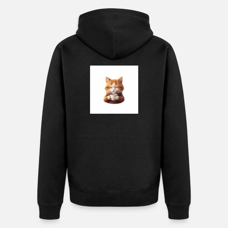 Kuschelkätzchen Kaffeezauber - Unisex Premium Bio Zip Hoodie - Schwarz