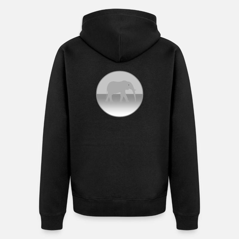 Elefant - Unisex Premium Bio Zip Hoodie - Schwarz