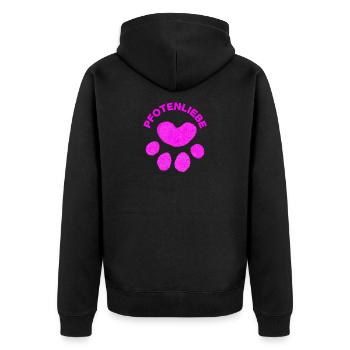 PFOTENLIEBE! TIERLIEBE PETLOVE HUNDELIEBE CATLOVER - Unisex Premium Bio Zip Hoodie - Schwarz - Hinten - Nico (187cm)