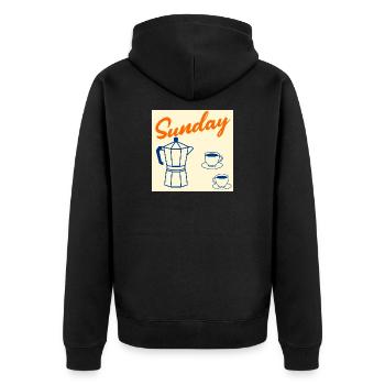 Sonntagskaffee-Paar - Unisex Premium Bio Zip Hoodie - Schwarz - Hinten - Nico (187cm)