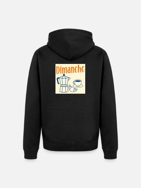 Sunday Coffee Croissant - Unisex Premium Organic Zip Hoodie - black