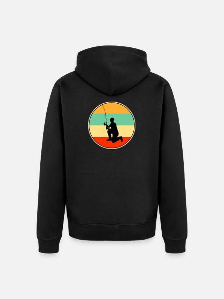Papa Fisherman Retro Vintage Angelpapa - Unisex Premium Bio Zip Hoodie - Schwarz