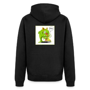 Poisson-chat déguisé en chat en train de sucer des nouilles - Veste à capuche bio Premium Unisexe - noir - Dos - Nico (187cm)