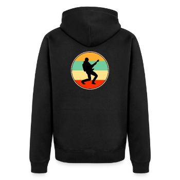 Retro Guitarist Rock Star Sunset Silhouette - Unisex Premium Organic Zip Hoodie - black - Back - Nico (187cm)
