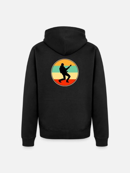 Retro Guitarist Rock Star Sunset Silhouette - Unisex Premium Organic Zip Hoodie - black