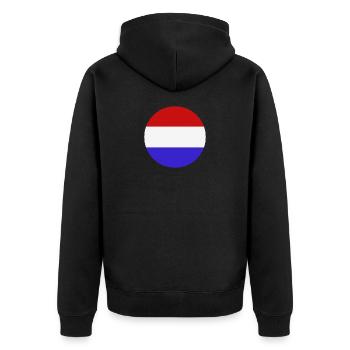 Netherlands round flag - Unisex Premium Organic Zip Hoodie - black - Back - Nico (187cm)