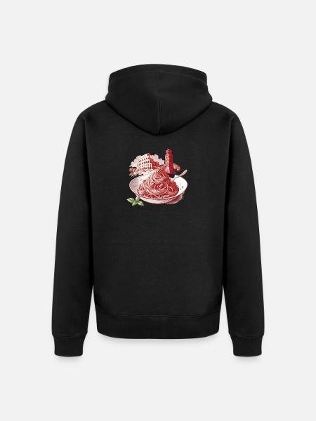 Roman pasta meets landmarks - Unisex Premium Organic Zip Hoodie - black