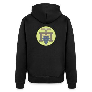 20506_Winzer, Weinbauer Grapepresse Vintage   - Unisex Premium Bio Zip Hoodie - Schwarz - Hinten - Nico (187cm)