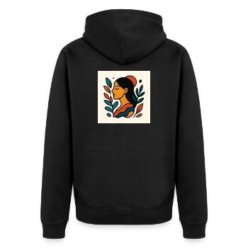 Portrait coloré avec feuillage - Veste à capuche bio Premium Unisexe - noir - Dos - Nico (187cm)