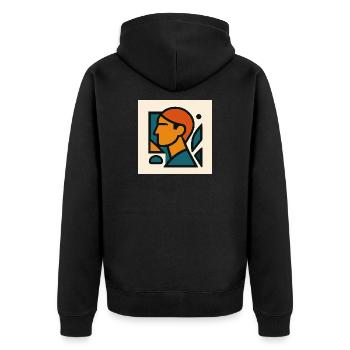 Blue Orange Geometric Portrait - Unisex Premium Organic Zip Hoodie - black - Back - Nico (187cm)