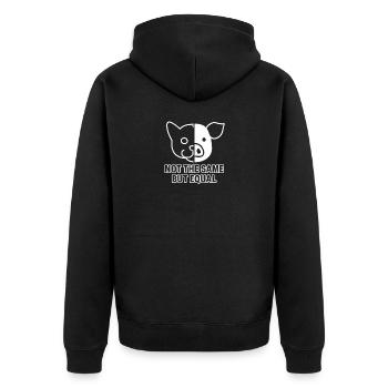 Katze Schwein - Unisex Premium Bio Zip Hoodie - Schwarz - Hinten - Nico (187cm)