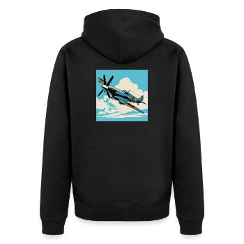 Vintage Prop Airshow Pop Art - Unisex Premium Bio Zip Hoodie - Schwarz - Hinten - Nico (187cm)