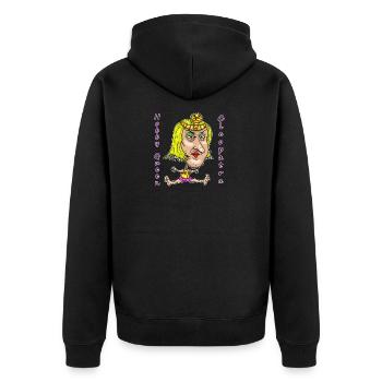 Hobby Queen Cleopatra – Funny Ironic Cartoon - Unisex Premium Bio Zip Hoodie - Schwarz - Hinten - Nico (187cm)