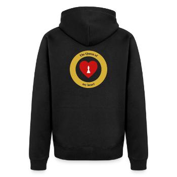Queen of My Heart: Das ultimative Endspiel ist Liebe - Unisex Premium Bio Zip Hoodie - Schwarz - Hinten - Nico (187cm)