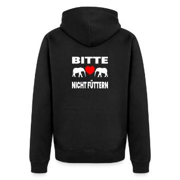 Elefanten - Unisex Premium Bio Zip Hoodie - Schwarz - Hinten - Nico (187cm)