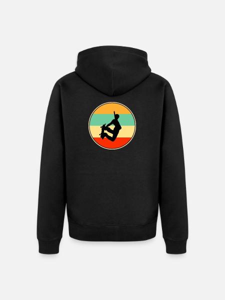 Retro Skater Sunset 80s Style Skateboarding - Unisex Premium Organic Zip Hoodie - black