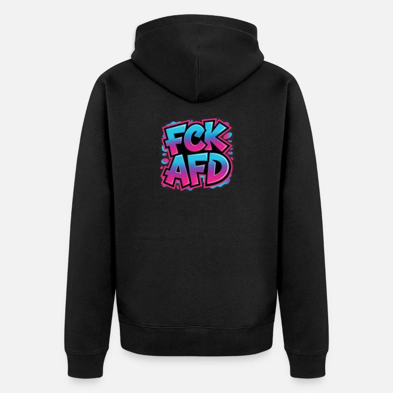 FCK AFD - Antifa Tee - Unisex Premium Bio Zip Hoodie - Schwarz