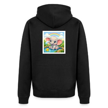Elli the Elephant - Unisex Premium Organic Zip Hoodie - black - Back - Nico (187cm)