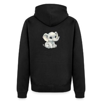 Kleiner Elefant im Aquarellstil - Unisex Premium Bio Zip Hoodie - Schwarz - Hinten - Nico (187cm)