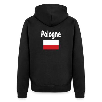 Pologne Typo et Drapeau Rouge - Veste à capuche bio Premium Unisexe - noir - Dos - Nico (187cm)