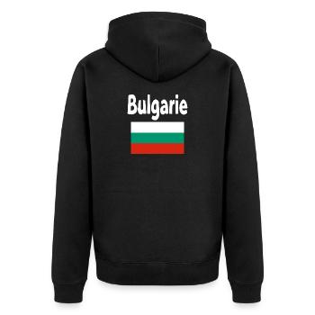 Bulgaria Flag and Bold Typography - Unisex Premium Organic Zip Hoodie - black - Back - Nico (187cm)