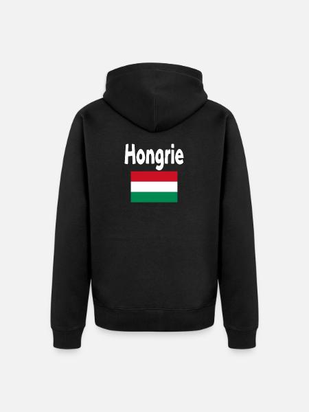 Hungary Flag and word Hungary - Unisex Premium Organic Zip Hoodie - black