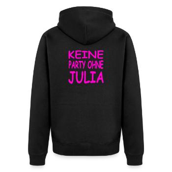 Julia - Unisex Premium Bio Zip Hoodie - Schwarz - Hinten - Nico (187cm)