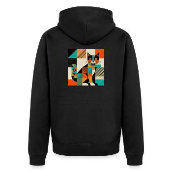 Geometric Cat Silhouette - Unisex Premium Organic Zip Hoodie - black - Back - Nico (187cm)