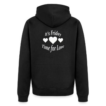 IT'S FRIDAY - Unisex Premium Bio Zip Hoodie - Schwarz - Hinten - Nico (187cm)
