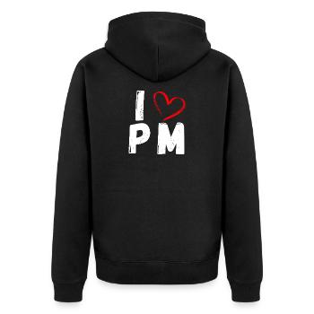 I Love PM | I love PM | Product Management - Unisex Premium Organic Zip Hoodie - black - Back - Nico (187cm)