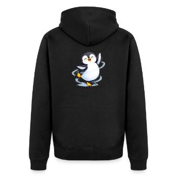 Tanzender Pinguin - Unisex Premium Bio Zip Hoodie - Schwarz - Hinten - Nico (187cm)